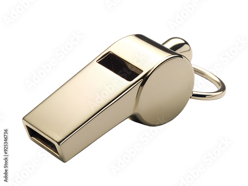 PNG shiny metal whistle isolated on white background transparent photo
