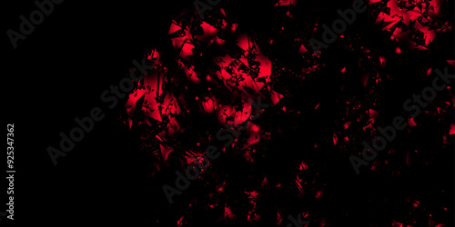 Abstract red marble on black background. Dark grunge textured red concrete wall background. Colorful disks, stars on simple gradient background. Design for textile, fabric, wallpapers.