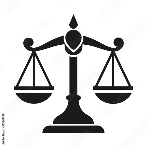 Black silhouette scale justice icon and vector illustration