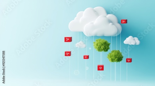 A simplified diagram illustrating the architecture of a cloud based infrastructure, including virtual machines, storage services, and load balancers.
