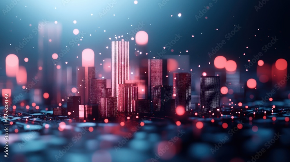 Fototapeta premium A visual representation of the interconnectedness of smart devices in a city, showcasing real time data collection and analysis.