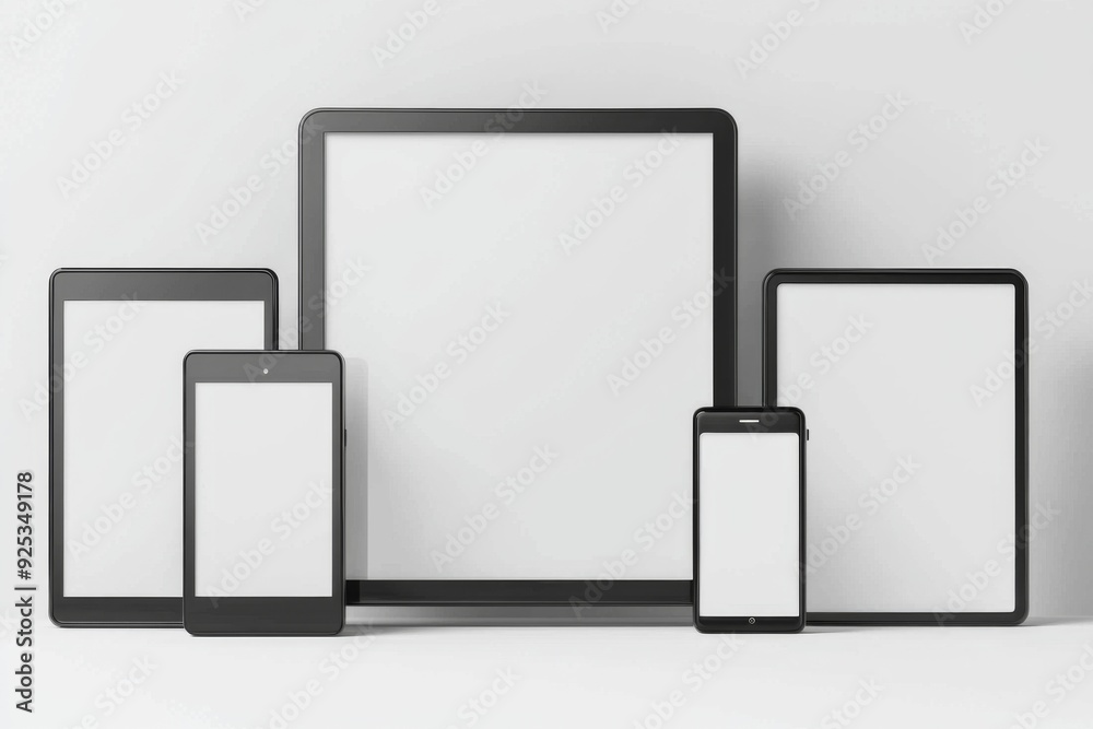 Multiple responsive screen and mobile devices mockup created with Generative AI Multiple responsive screen and mobile devices mockup created with Generative AI