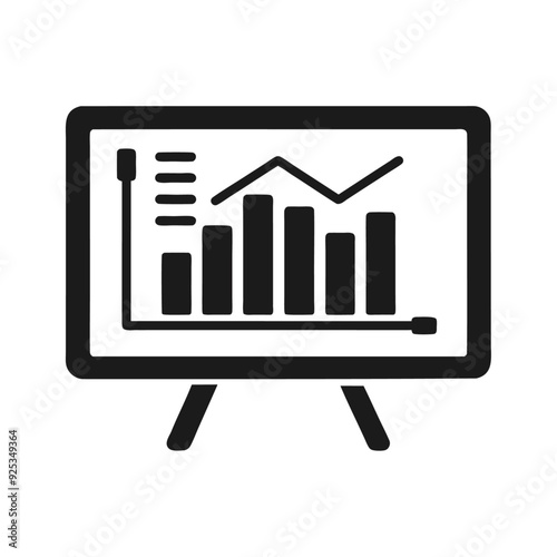 Data analyzing black silhouette icon and vector illustration