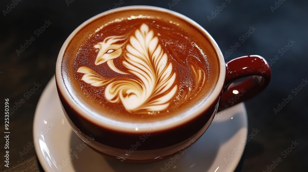 A Cup of Latte Art with a Swan Design A Cup of Latte Art with a Swan Design
