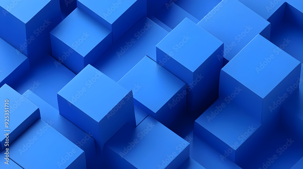 A textured arrangement of blue geometric shapes creating a modern abstract design.
