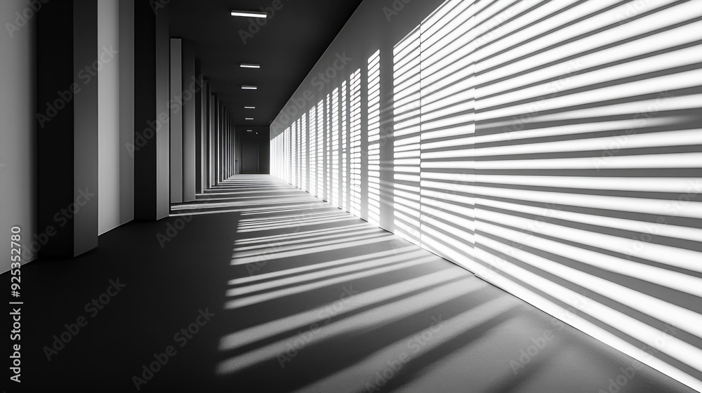 Sunbeams Through Blinds in an Empty Hallway