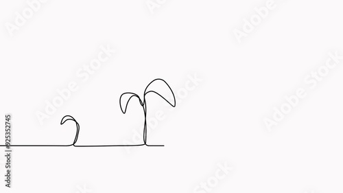 Animated plant growth process continuous line art drawing.
