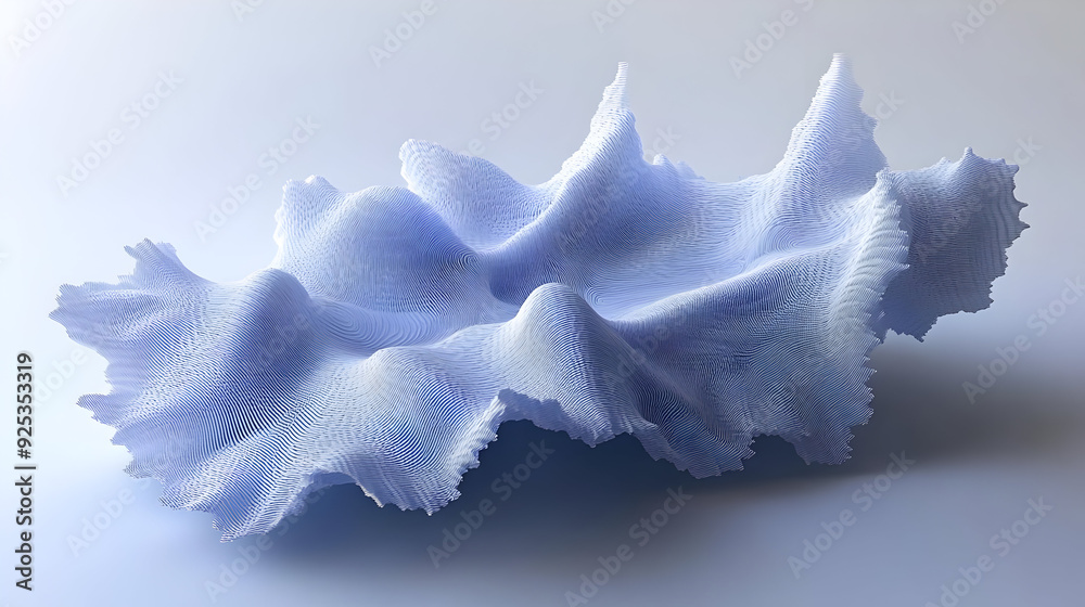 A textured, abstract design resembling a coral structure in soft blue tones.