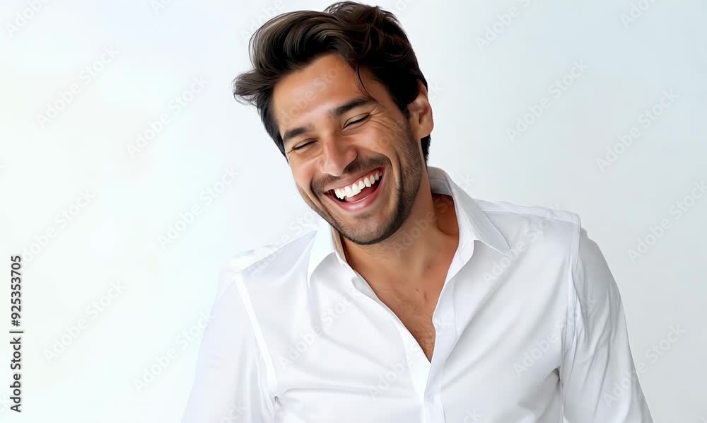 Portrait of a happy man laughing and looking away over white background Portrait of a happy man laughing and looking away over white background