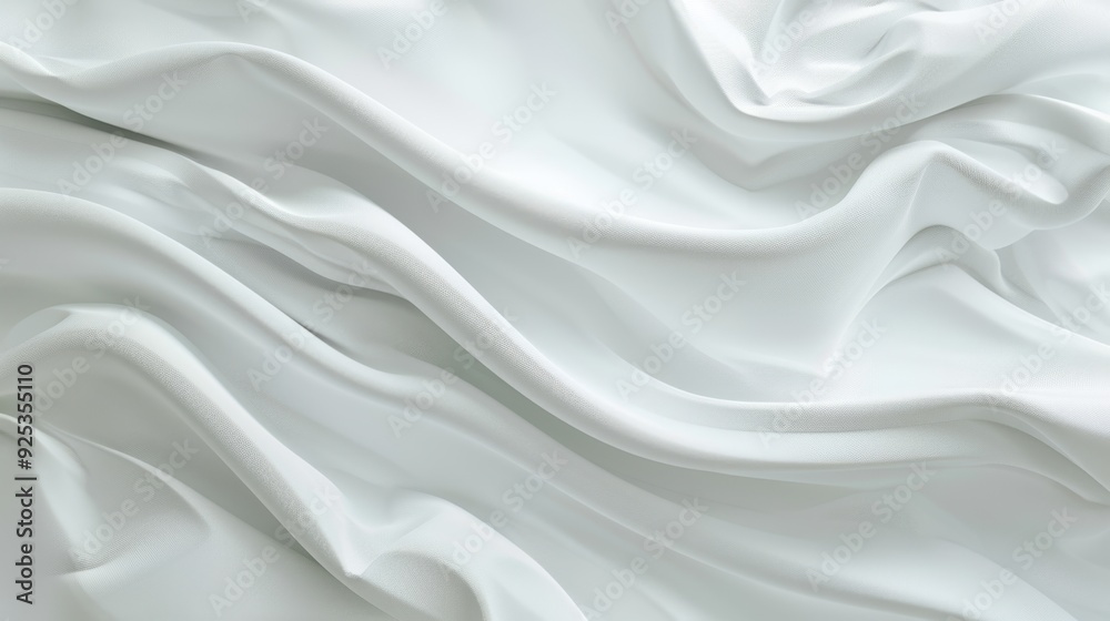 Fototapeta premium A white cloth background with gentle, flowing waves, creating a serene and minimalistic abstract texture.