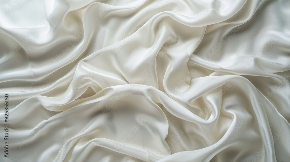 A white fabric surface with graceful, flowing waves, creating an abstract and sophisticated texture. A white fabric surface with graceful, flowing waves, creating an abstract and sophisticated texture.