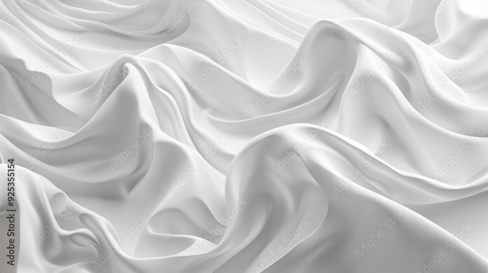 Obraz premium A white fabric surface with graceful, flowing waves, creating an abstract and sophisticated texture.