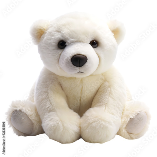 polar bear stuffed fluffy plushie on transparent background