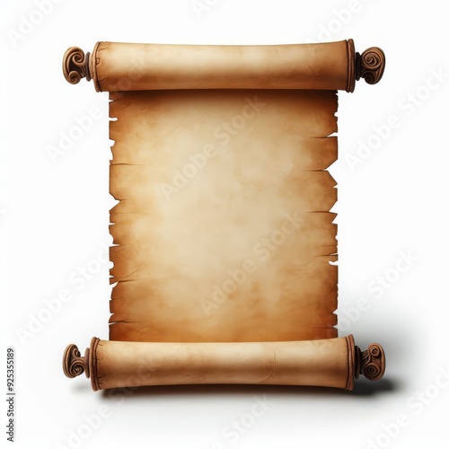 A blank ancient paper scroll with ample copy space for text, perfect for historical or vintage-themed projects. The scrolls aged texture adds an authentic touch to any design
