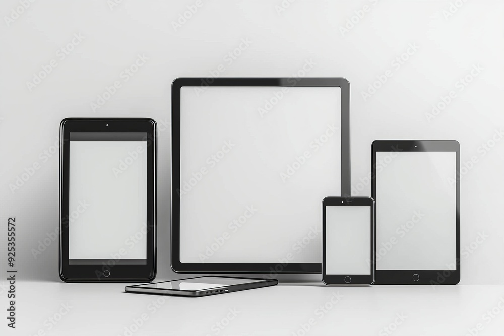 Multiple responsive screen and mobile devices mockup created with Generative AI Multiple responsive screen and mobile devices mockup created with Generative AI