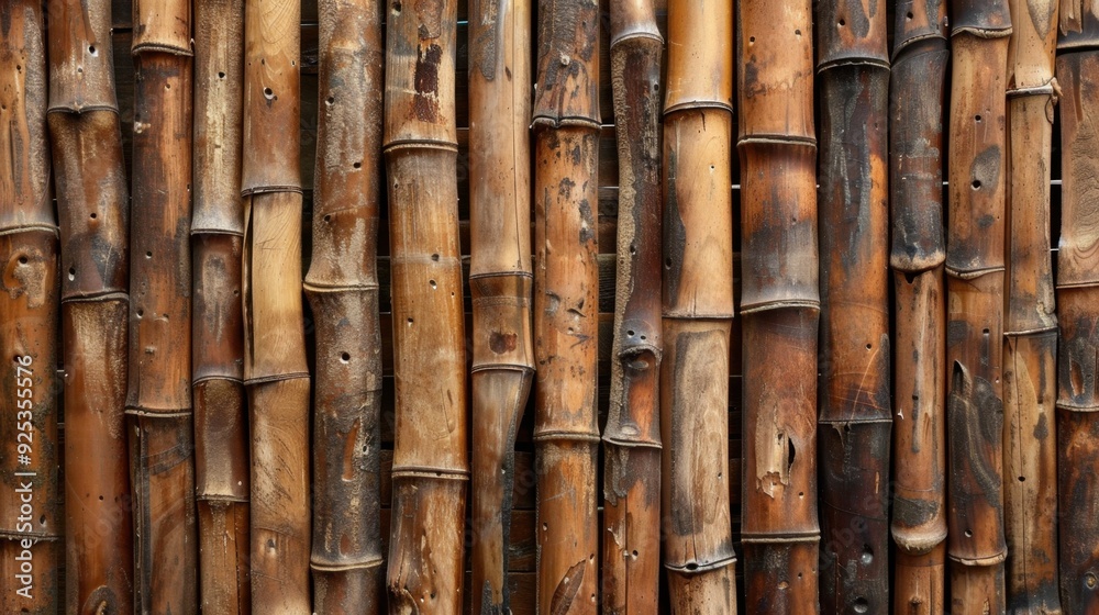 Bamboo wall with natural, earthy tones. Bamboo wall with natural, earthy tones.