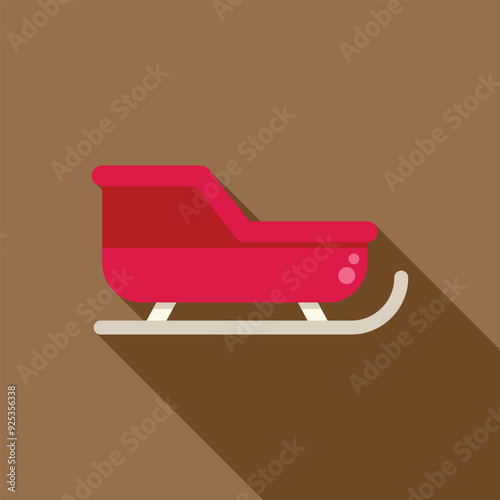 Red christmas sleigh waiting to deliver gifts on a brown background