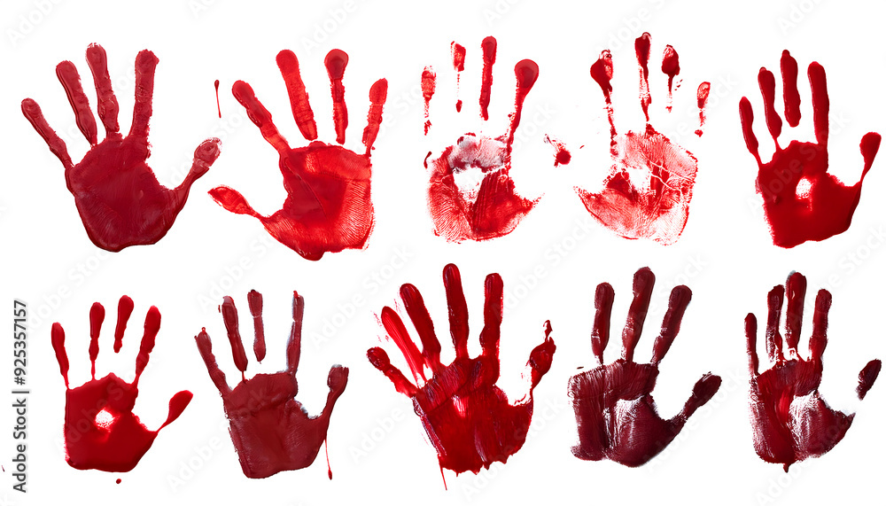 Fototapeta premium Horror Concept: Dripping Red Blood Handprints