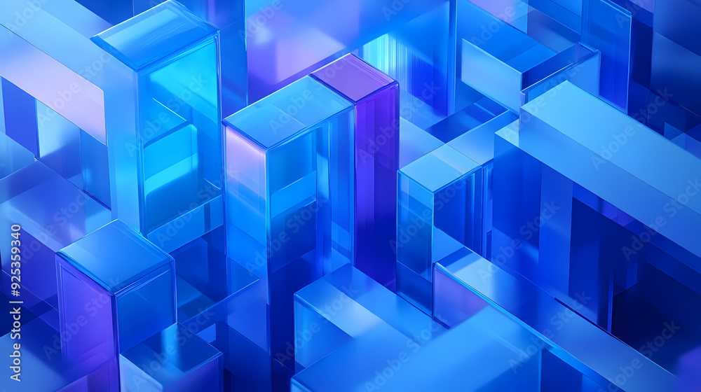 A vibrant abstract composition of translucent blue and purple geometric shapes. A vibrant abstract composition of translucent blue and purple geometric shapes.