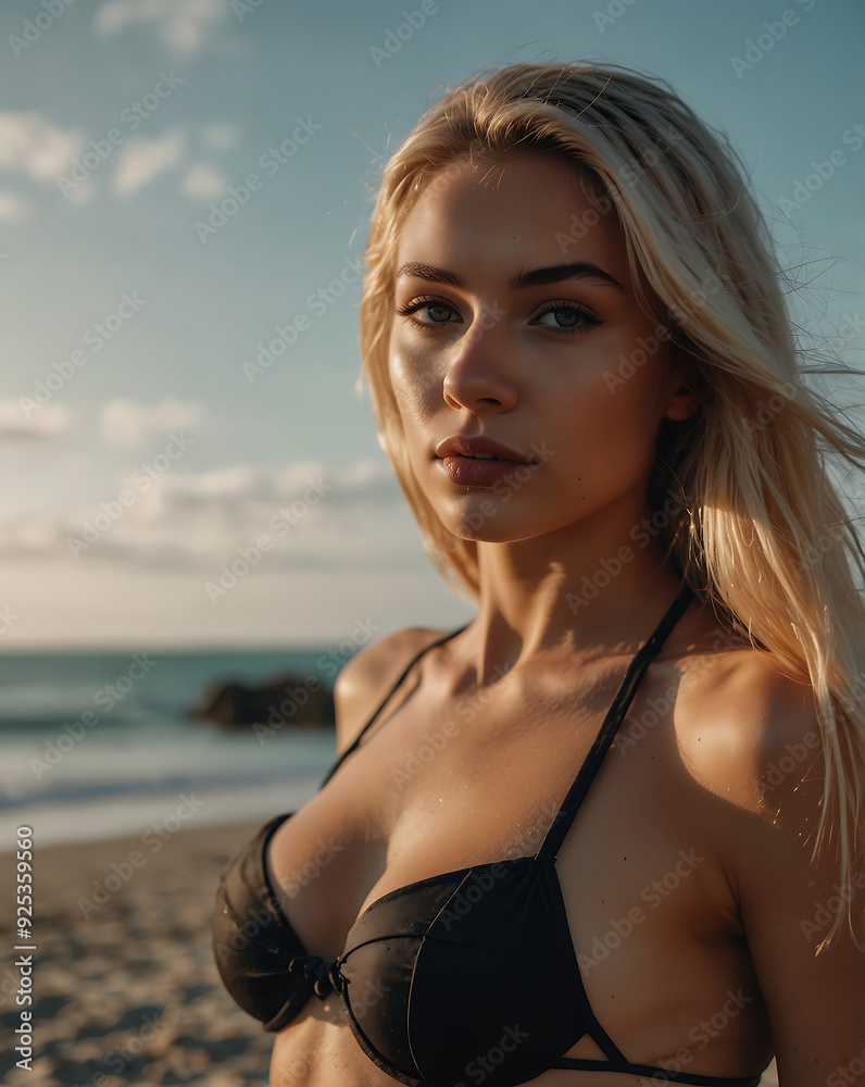 sexy attractive woman in bikini, model photoshoot, beach sexy attractive woman in bikini, model photoshoot, beach