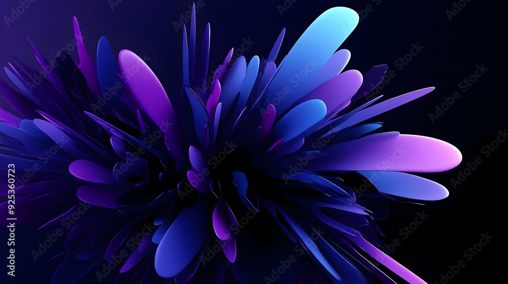 A vibrant abstract design featuring dynamic shapes in purple and blue hues. A vibrant abstract design featuring dynamic shapes in purple and blue hues.