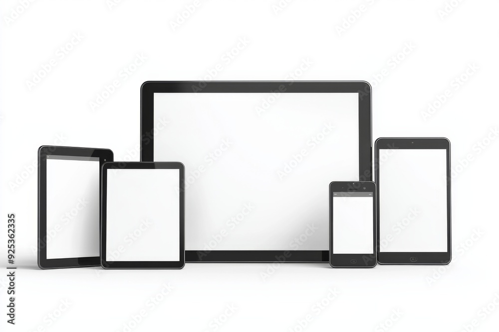 Multiple responsive screen and mobile devices mockup created with Generative AI Multiple responsive screen and mobile devices mockup created with Generative AI