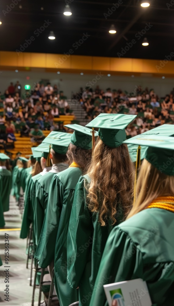 High School Graduates Receiving College Acceptance Letters in Celebratory Caps and Gowns High School Graduates Receiving College Acceptance Letters in Celebratory Caps and Gowns