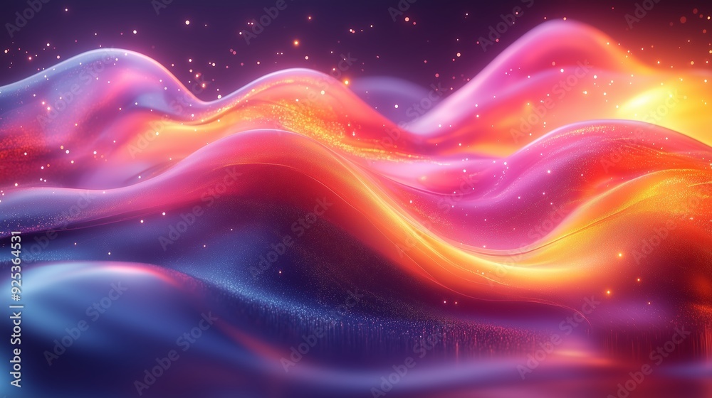 Abstract waves of vibrant colors flowing in a dynamic pattern against a dark background, creating a sense of depth and movement Abstract waves of vibrant colors flowing in a dynamic pattern against a dark background, creating a sense of depth and movement