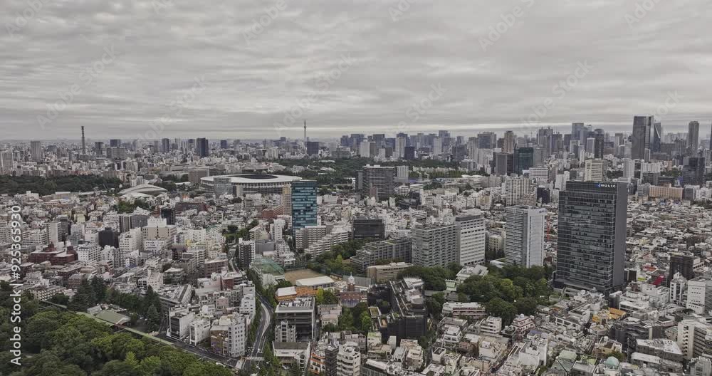 Tokyo Japan Aerial v190 flyover Sendagaya district of Shibuya capturing high-density cityscape of Jingumae, Chiyoda and Shinjuku downtown on an overcast day - Shot with Mavic 3 Pro Cine - October 2023 Tokyo Japan Aerial v190 flyover Sendagaya district of Shibuya capturing high-density cityscape of Jingumae, Chiyoda and Shinjuku downtown on an overcast day - Shot with Mavic 3 Pro Cine - October 2023