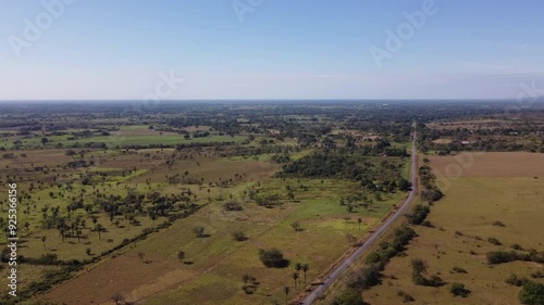 Sunny day in the Venezuelan valleys with lush green trees. photo