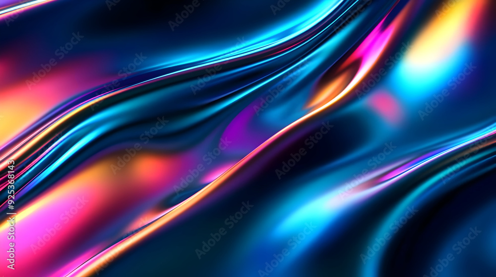 A vibrant abstract wave of colors with smooth gradients and reflections. A vibrant abstract wave of colors with smooth gradients and reflections.