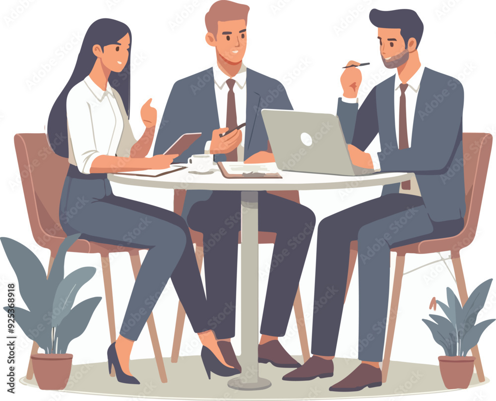 Mixed group of business people sitting around a table and talking Mixed group of business people sitting around a table and talking