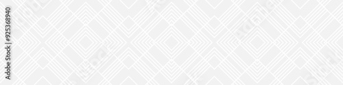 Seamless trendy pattern of stripes and diamonds, geometric white shapes for textiles and wallpaper. Abstract panoramic pattern on a gray background for a New Year or wedding cover or card.