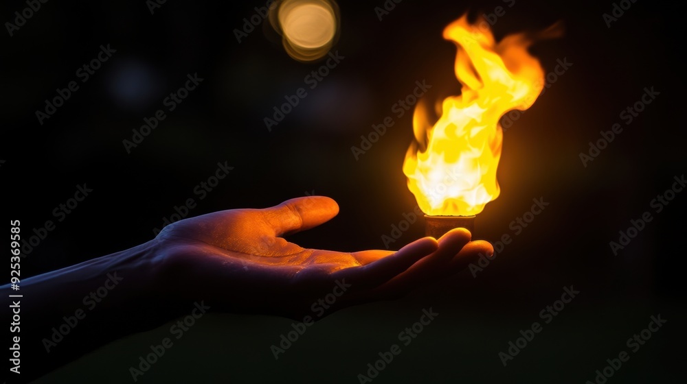 A person holding a lit candle in their hand with the flame, AI A person holding a lit candle in their hand with the flame, AI