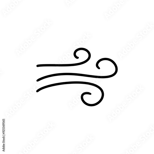 Blowing wind line icon. Windy weather symbol. Windy blow, Wind icon trendy design template, Editable stroke. Vector, wind motion, air blow, swirl element. air motion, smoke flow art, abstract line.