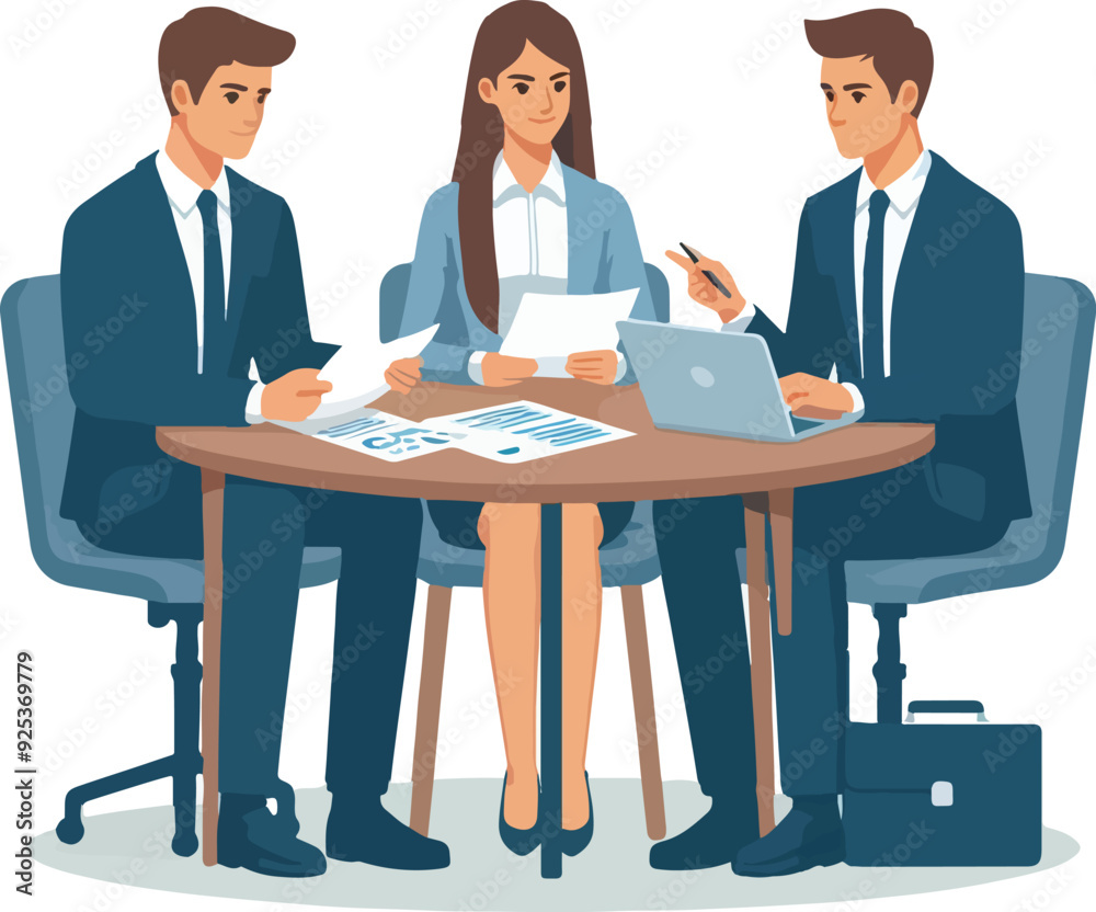 Mixed group of business people sitting around a table and talking Mixed group of business people sitting around a table and talking