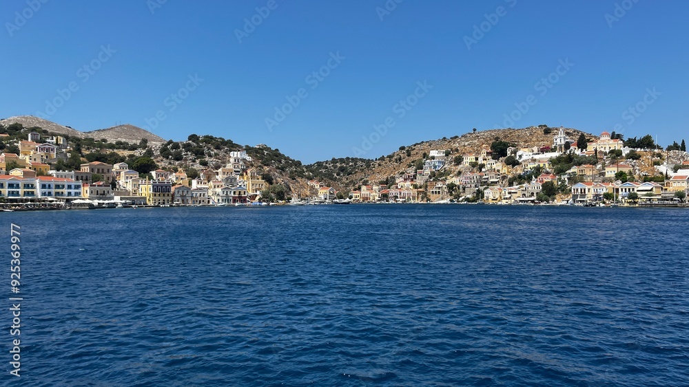 Greek island Symi captured from a boat Greek island Symi captured from a boat