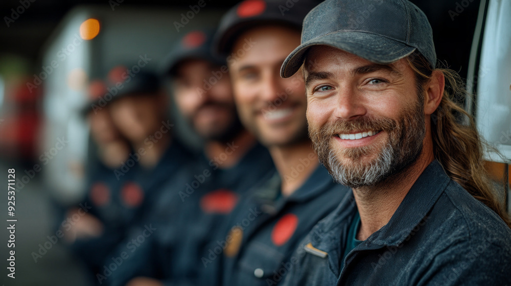 A group of smiling individuals stands together, showcasing their teamwork and shared spirit in a lively urban backdrop A group of smiling individuals stands together, showcasing their teamwork and shared spirit in a lively urban backdrop