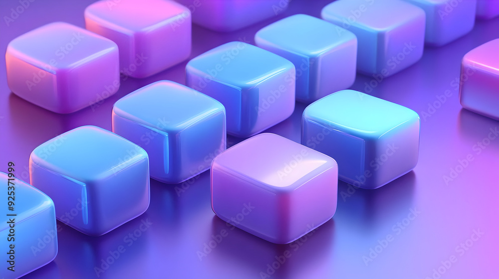 A vibrant arrangement of glossy, cube-like shapes in gradient colors. A vibrant arrangement of glossy, cube-like shapes in gradient colors.