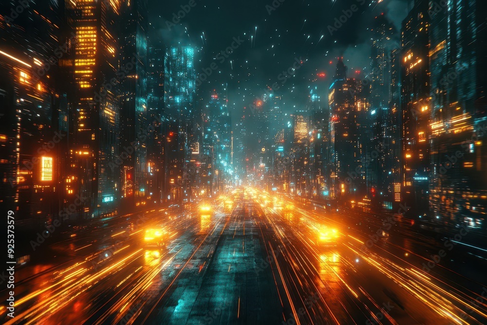 futuristic cityscape with data streams flowing between buildings edge computing nodes glow amid a network of light trails futuristic cityscape with data streams flowing between buildings edge computing nodes glow amid a network of light trails