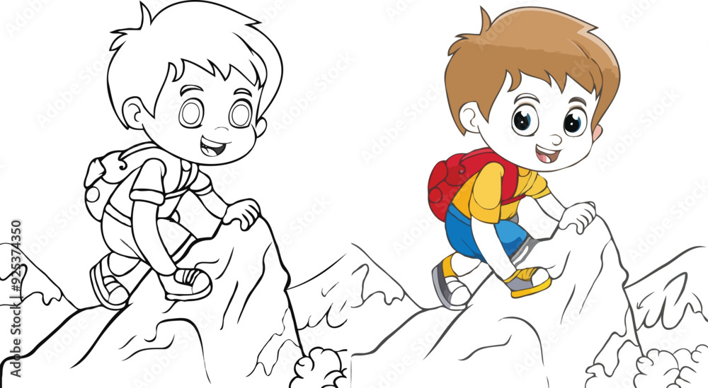 coloring page simple drawing of cartoon character Rock Climbing, coloring book coloring page simple drawing of cartoon character Rock Climbing, coloring book