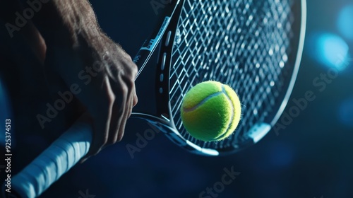 Tennis Player Holding a Racket with a Ball on it