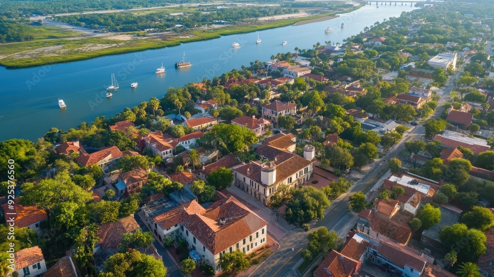 Fototapeta premium View St Augustine. Aerial City Landscape of Historic St Augustine, Florida