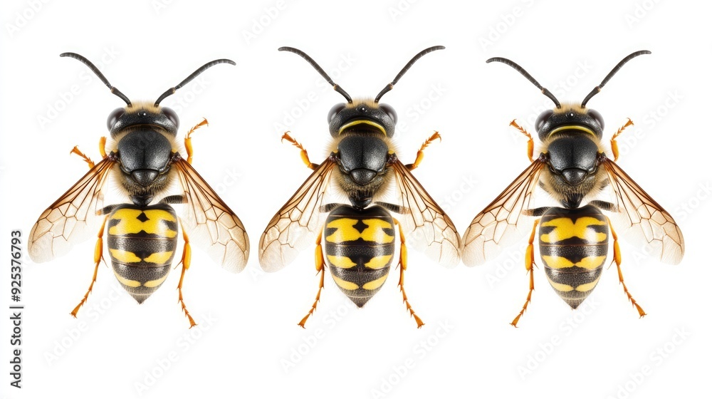 Wasp Control. Detailed Views of European and German Wasps with Pest Control Concept Wasp Control. Detailed Views of European and German Wasps with Pest Control Concept