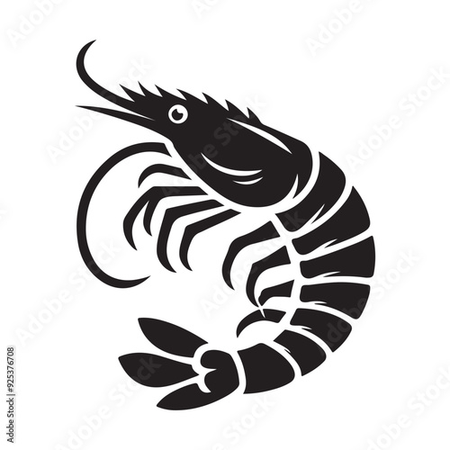 Shrimp Silhouette Vector, This is an editable and printable vector