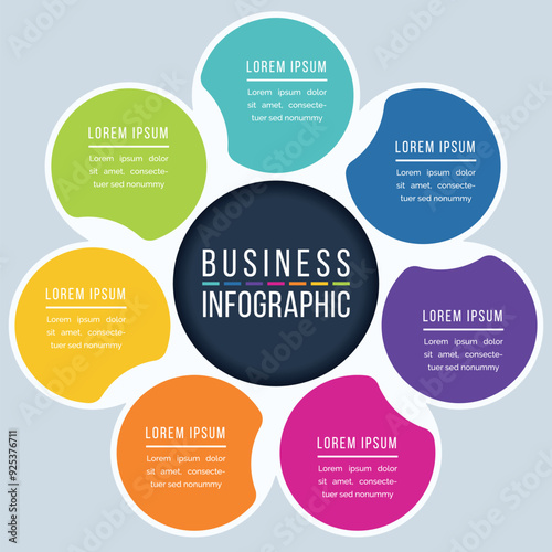Wallpaper Mural Circle Infographic design 7 Steps, objects, elements or options business information template Torontodigital.ca