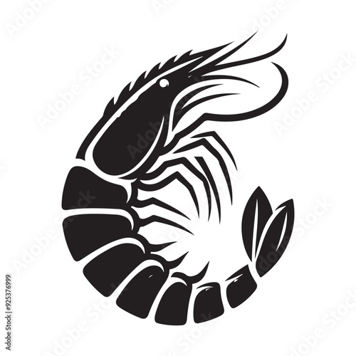 Shrimp Silhouette Vector, This is an editable and printable vector
