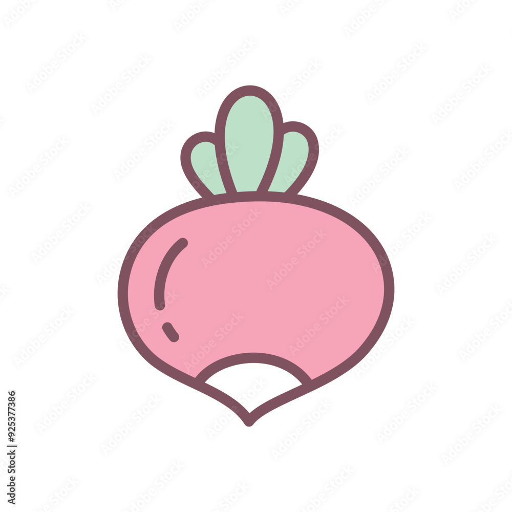 Cute radish icon. Hand drawn illustration of a vegetable isolated on a white background. Vector 10 EPS. Cute radish icon. Hand drawn illustration of a vegetable isolated on a white background. Vector 10 EPS.