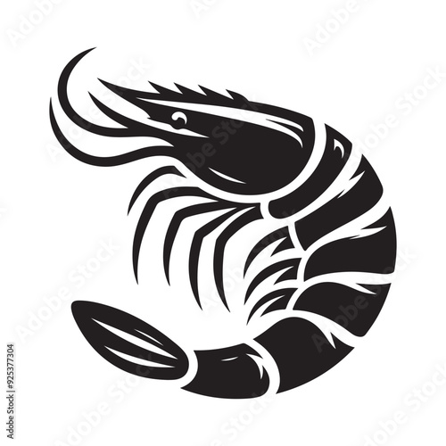 Shrimp Silhouette Vector, This is an editable and printable vector