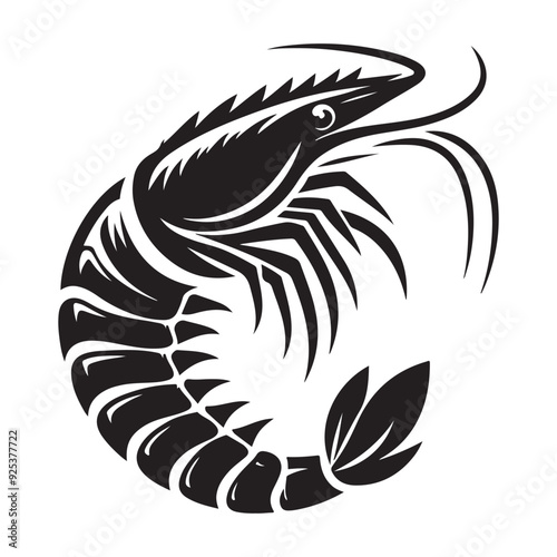 Shrimp Silhouette Vector, This is an editable and printable vector